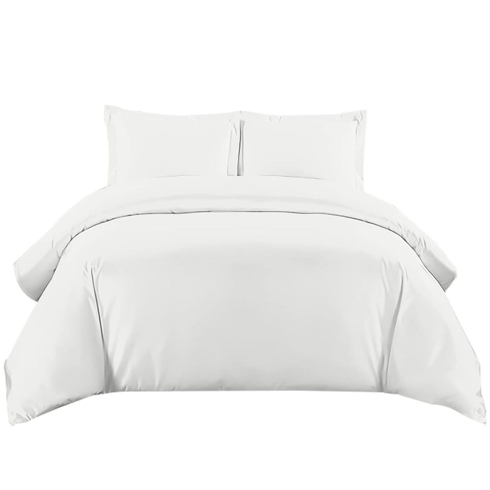 White Brushed Microfibre Duvet Cover Set (Plain)