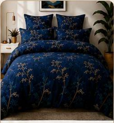 Navy Botanical printed duvet cover set