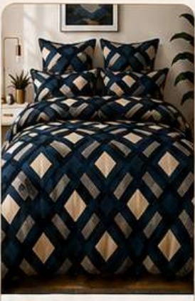 Navy Geometric printed duvet cover set