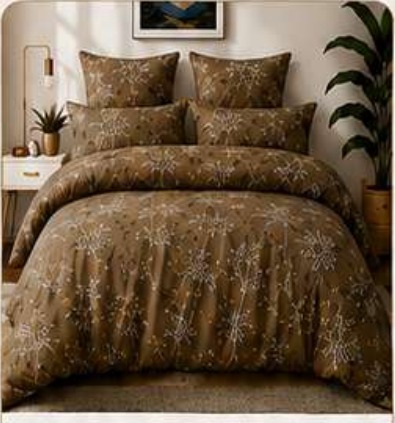 Taupe Woodland printed duvet cover set