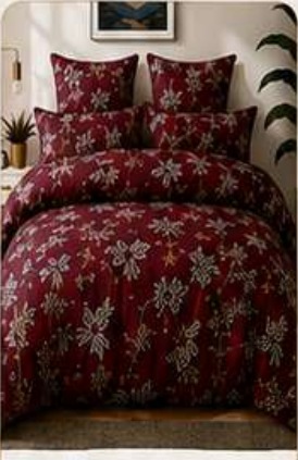 Wine Floral printed duvet cover set