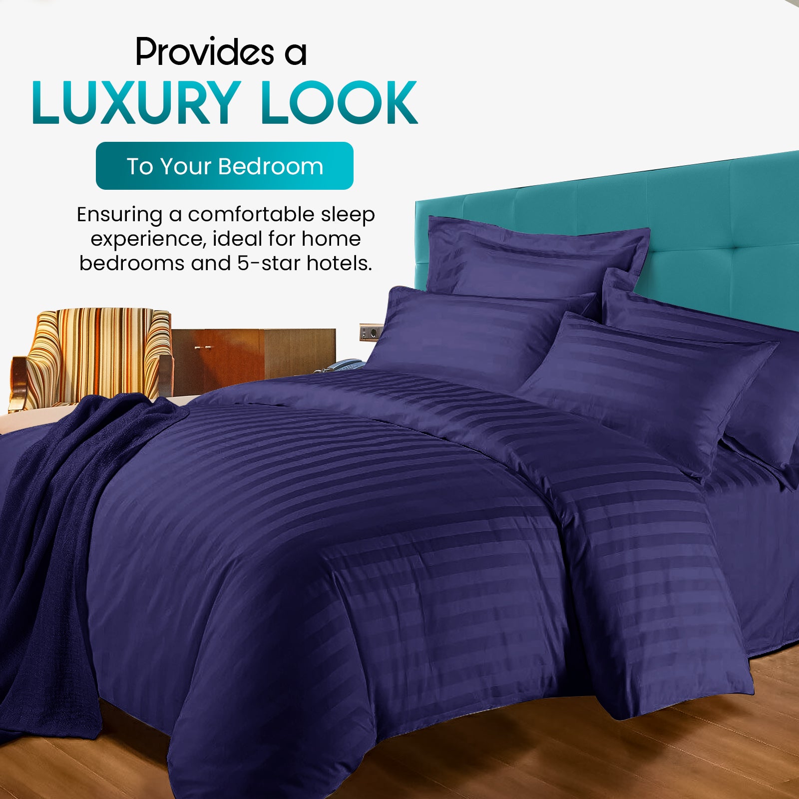 4-Piece Satin Stripe Duvet Set – Single