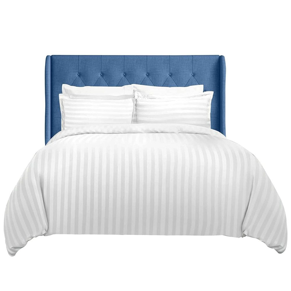 White 4-Piece Satin Stripe Duvet Set