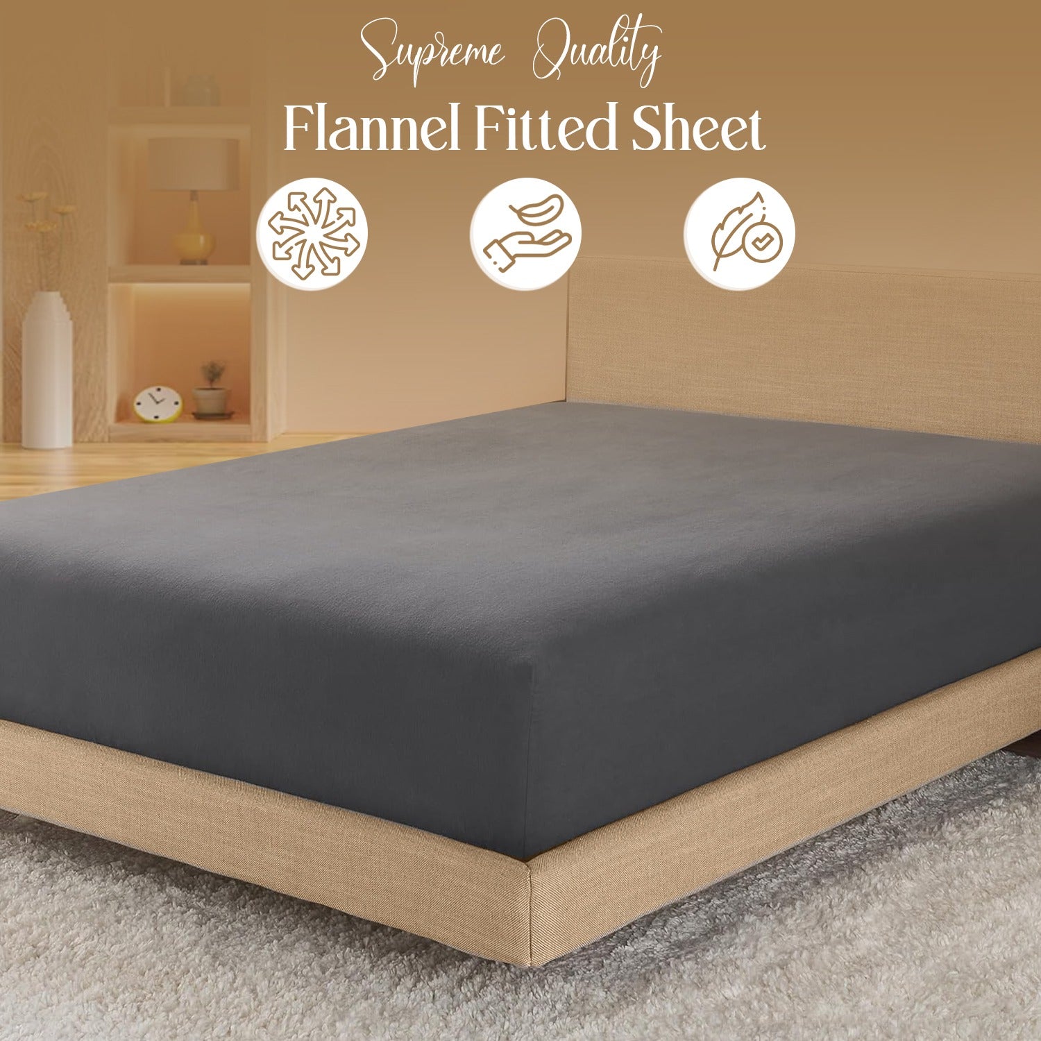 Brushed Cotton Flannel Fitted Sheet (25cm) – Single