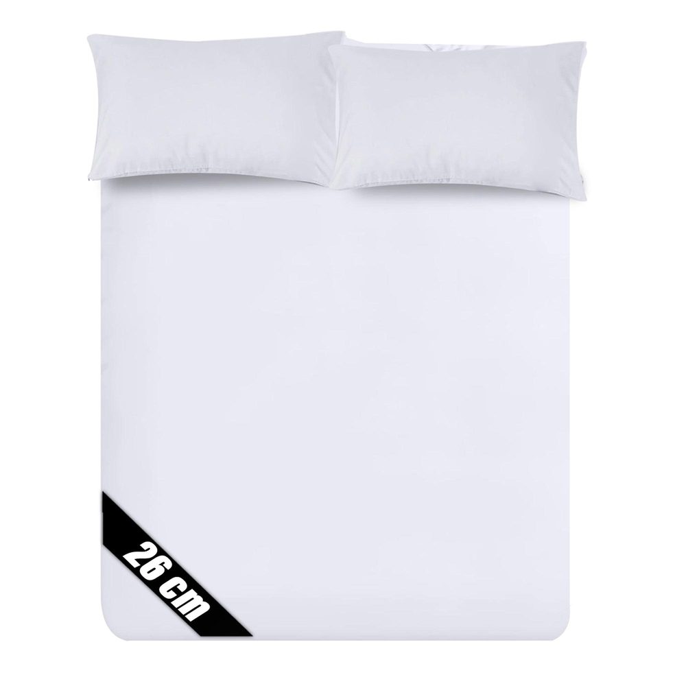 White Percale Cotton Fitted Sheet (26cm)