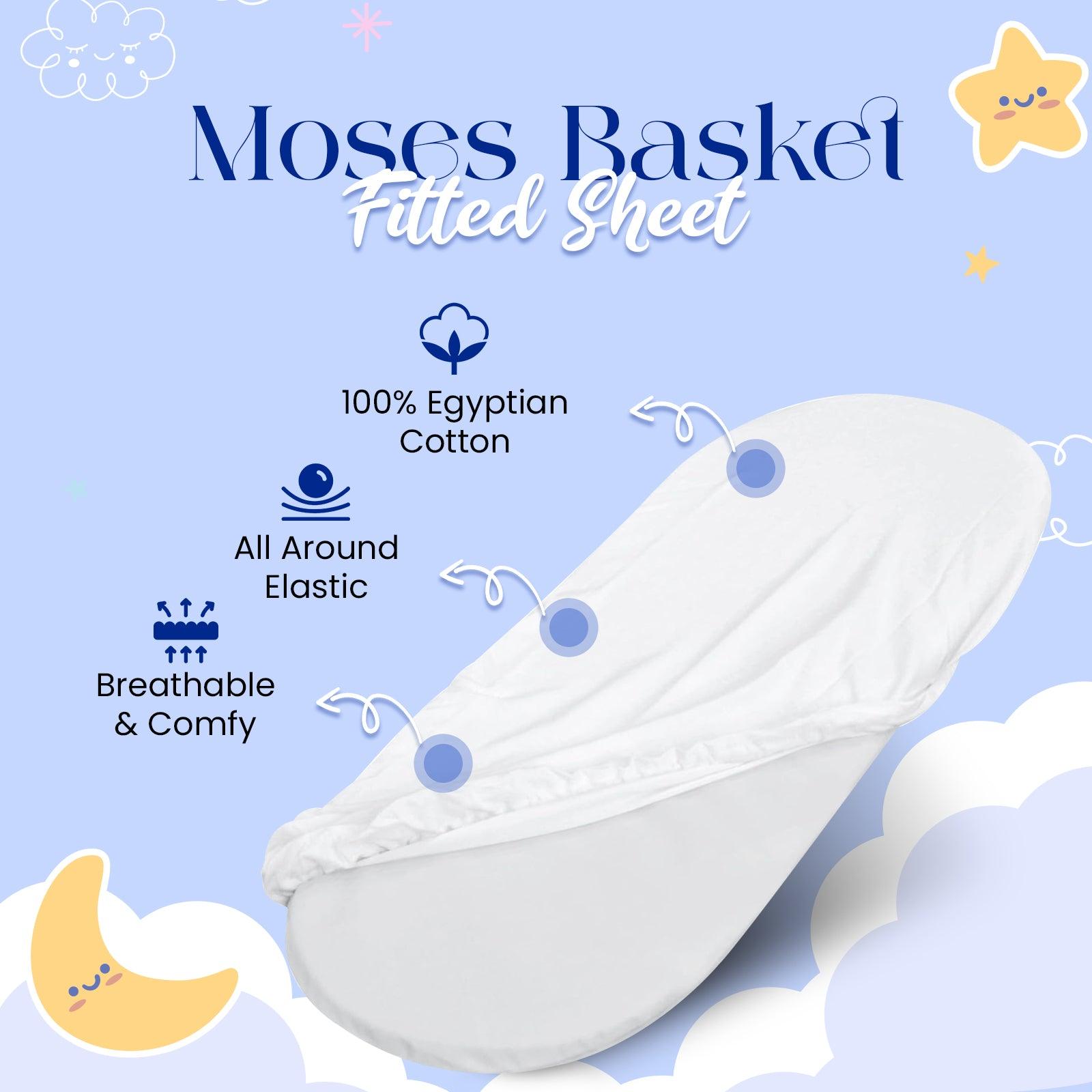 Moses Basket Fitted Sheets (Pack of 2) – White · Pack of 2