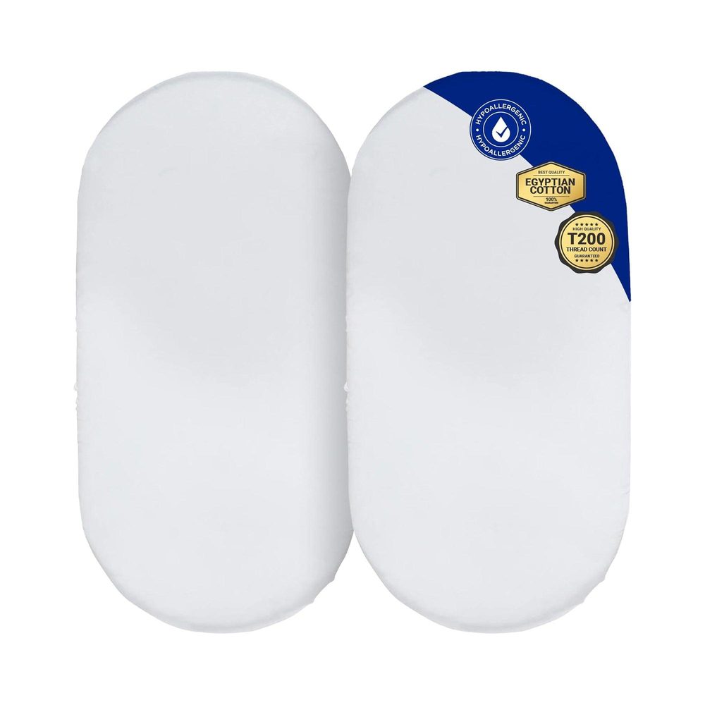 White Moses Basket Fitted Sheets (Pack of 2)