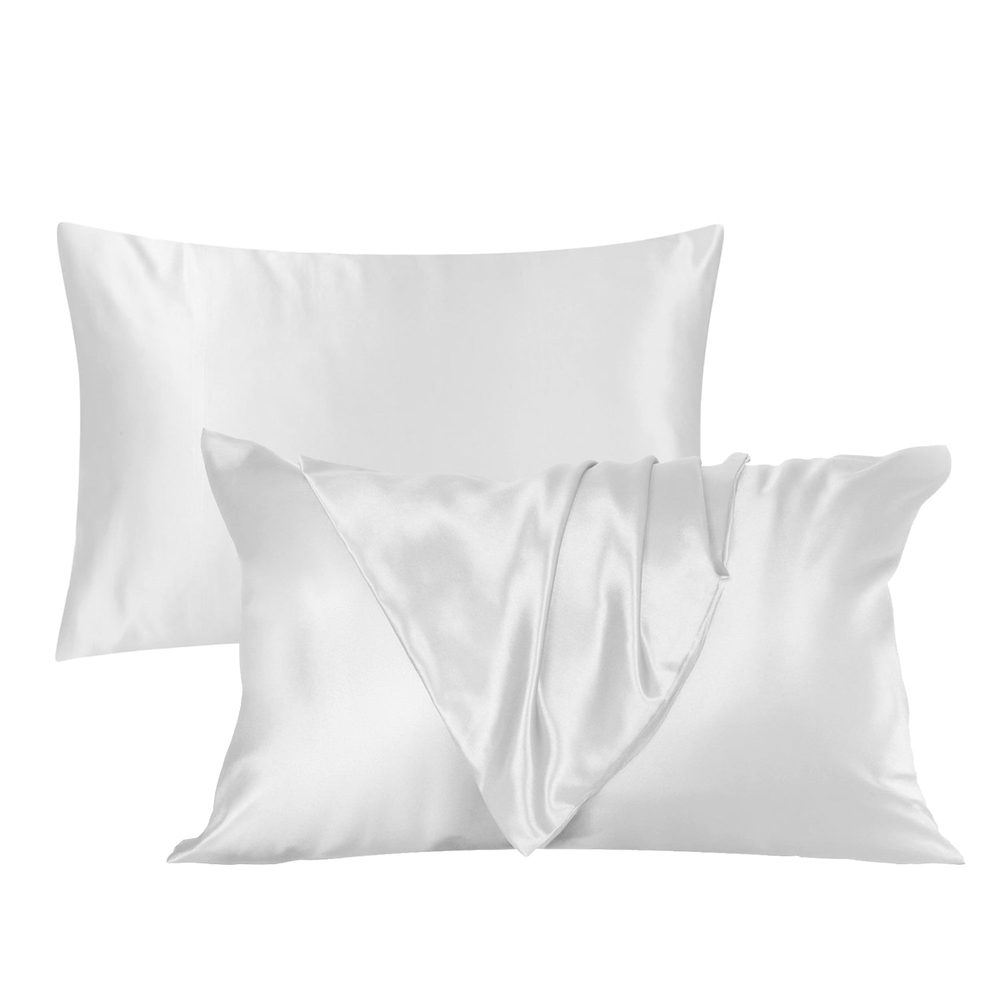 White Satin Silk Pillowcases (Pack of 2)