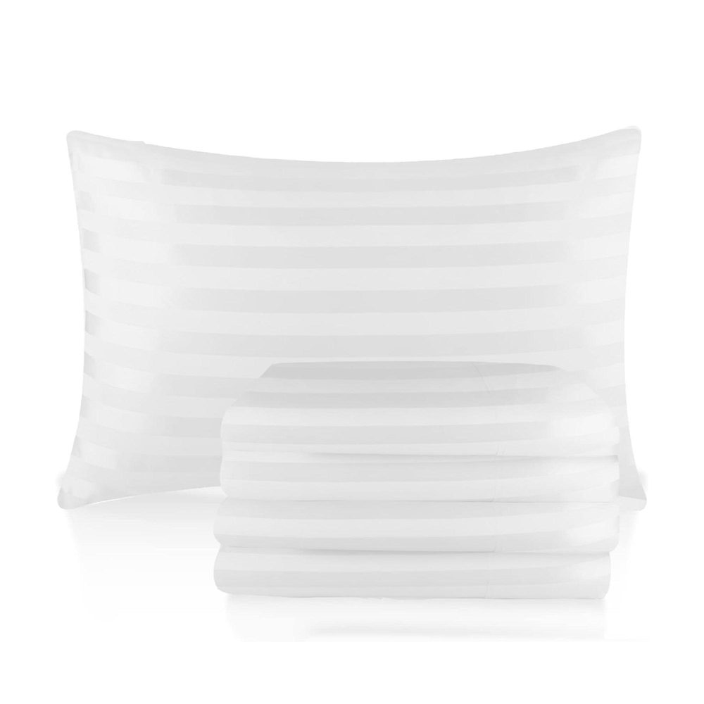 White Satin Stripe Pillowcases (Pack of 4)