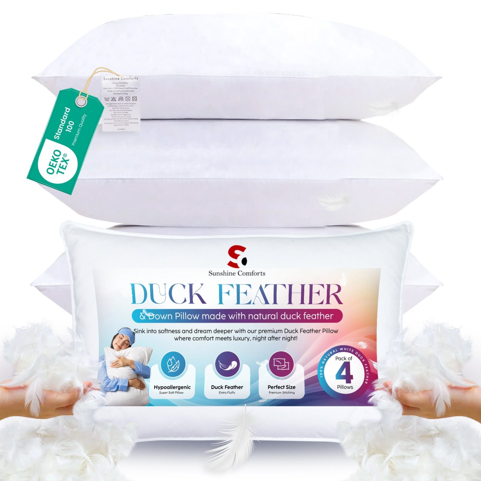 Duck Feather Pillows – Pack of 2