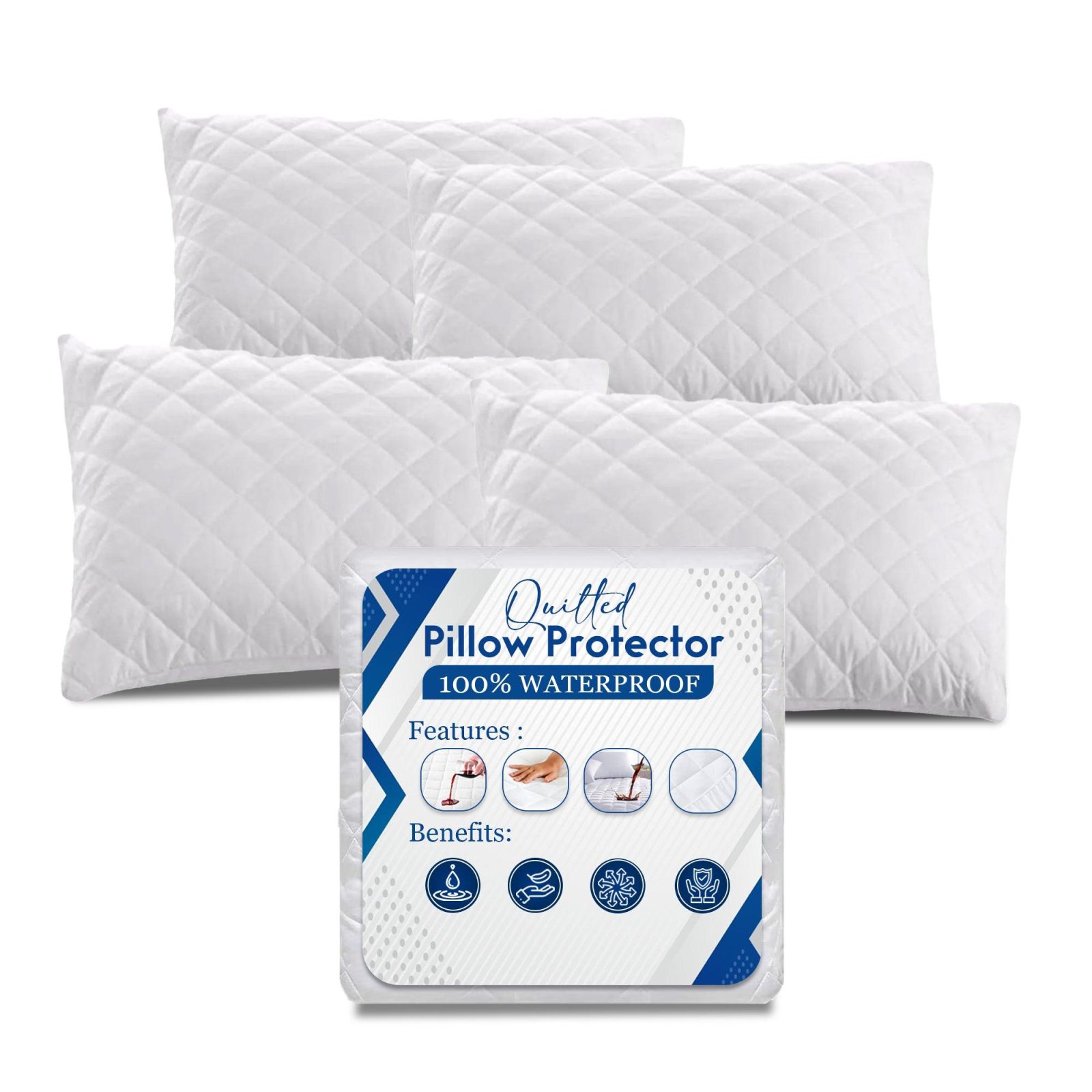 Quilted Zipped Pillow Protectors (Pack of 4) – Pack of 4