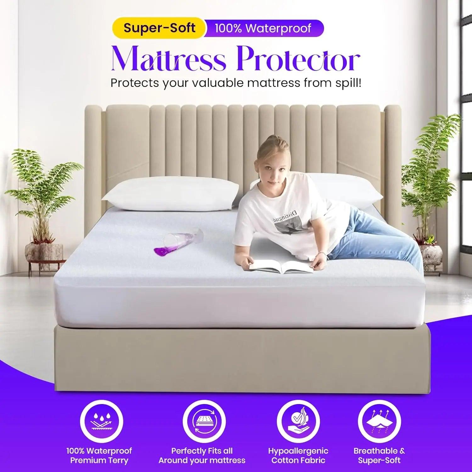 Waterproof Terry Cotton Mattress Protector – Single