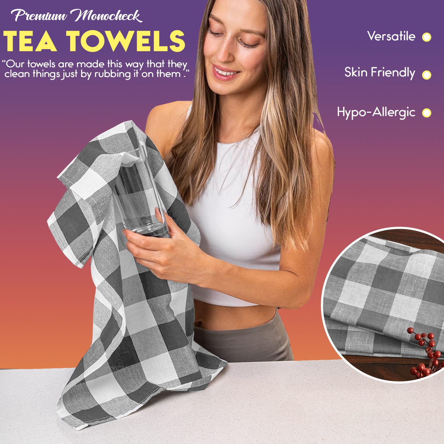 Egyptian Cotton Tea Towels – Pack of 5