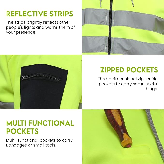 Hi-Vis Zip Hoodie – S