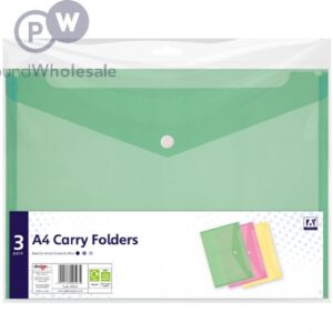 A4 Carry Folders Assorted Colours 3 Pack