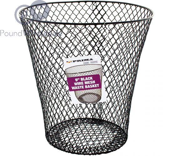 Prima Black Wire Mesh Waste Basket 9"